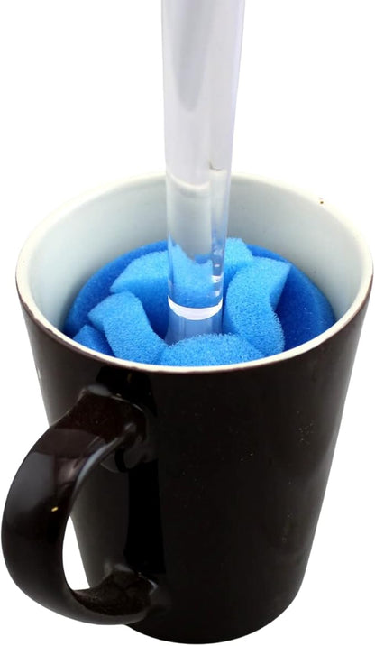 Soft Touch Kitchen Glassware Multi-Purpose Sponge Puff Dish Brush 11.5" with Clear and Comfortable Ergonomic Handle (2)