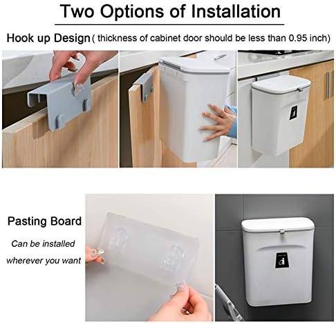 Kitchen Compost Bin for Counter Top or, Hanging Small Trash Can with Lid,Mountable Indoor Compost Bucket(C)