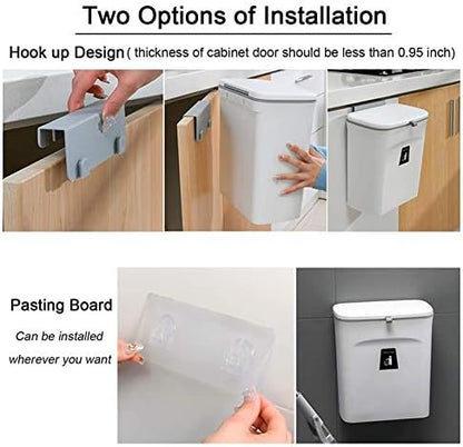 Kitchen Compost Bin for Counter Top or, Hanging Small Trash Can with Lid,Mountable Indoor Compost Bucket(C)
