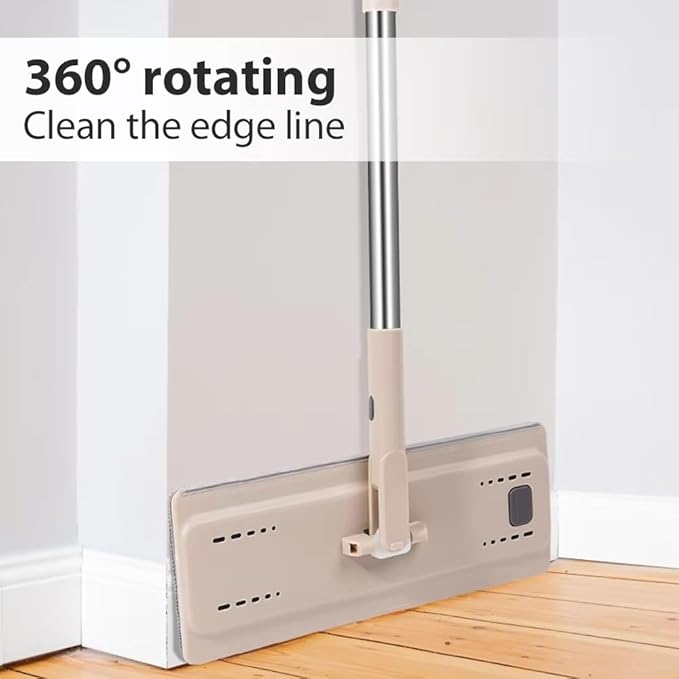 Flat Floor Mop and Bucket Set with Stainless Steel Handle, Heavy Duty Spin Bucket System for Household and Commercial Use