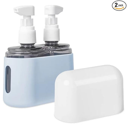 Yamadura Travel bottles for Toiletries, TSA Approved Travel Containers, Refillable, Portable, Spray Bottles and Pump Bottles with Labels for Creams, Perfumes and Shampoos (Blue)
