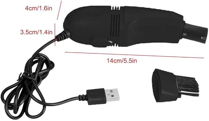 Handheld Mini Vacuum Cleaner, USB Rechargeable Keyboard Cleaner with Brush, Portable Cordless Dust Sucker for PC Laptop Office Desk Home (Black)