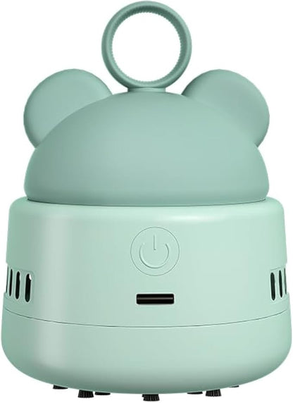 Zmol Mini Desktop Vacuum Cleaner with USB Charging, Cleaning Brush, Bear Head Ring for Easy Grip, 360° Swivel Portable Vacuum Cleaner for Keyboards Office Desks and Other Dusty Debris