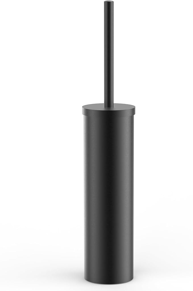 Stainless Steel Toilet Brush and Holder Set Brushed Silver Heavy Duty Toilet Bowl Brush with Long Handle for Bathroom and Farmhouse (Black)