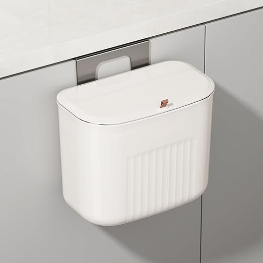 Kitchen Hanging Trash Can with Lid, Compost Bin for Counter Top or Under Sink, 1.85 Gallon/7L Hanging Garbage Trash Can for Kitchen RV Bathroom Office
