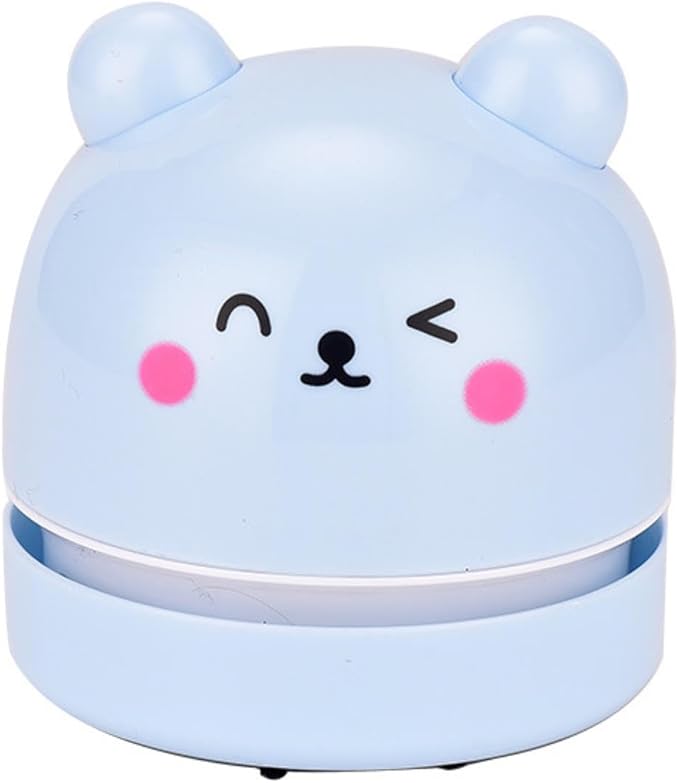 Cartoon Panda Mini Desktop Vacuum Cleaner Handheld Household Rubber Scrap Cleaner-Blue