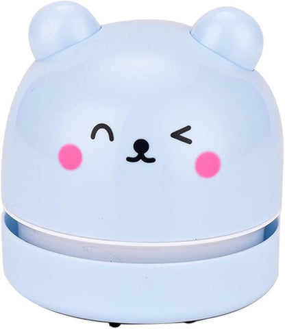 Cartoon Panda Mini Desktop Vacuum Cleaner Handheld Household Rubber Scrap Cleaner-Blue