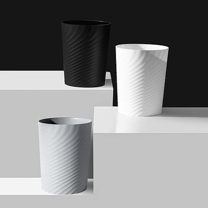 UUJOLY Plastic Small Trash Can Wastebasket, Garbage Container Basket for Bathrooms, Laundry Room, Kitchens, Offices, Kids Rooms, Dorms, 1.8 Gallon, White, 3 Pack