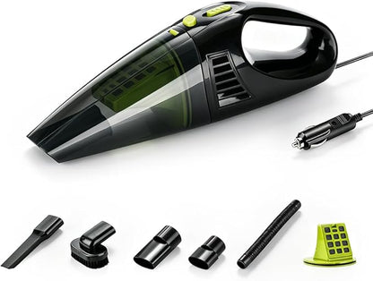 Handheld Vacuum 4500Pa Powerful Suction Car Vacuum Cleaner, Wet & Dry Use with Washable Filter, Portable Hand Vacuum with Anti-Backflow Dust Cup for Car Interior & Home Cleaning (Black, Corded)