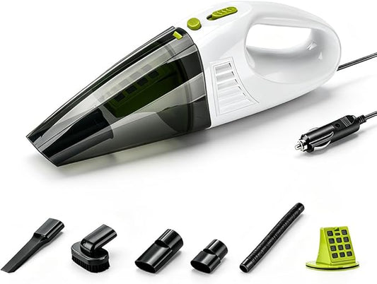 Handheld Vacuum 4500Pa Powerful Suction Car Vacuum Cleaner, Wet & Dry Use with Washable Filter, Portable Hand Vacuum with Anti-Backflow Dust Cup for Car Interior & Home Cleaning (White, Corded)
