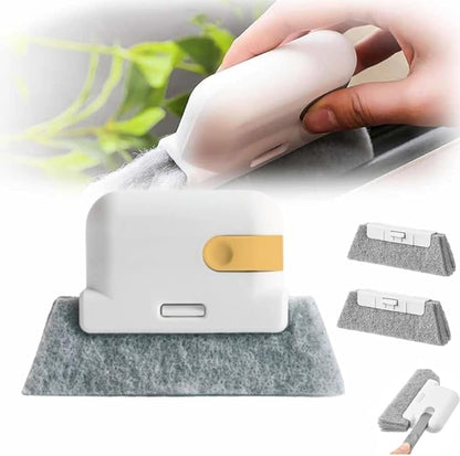 Magic Window Track Cleaner, 2024 Upgraded Window Groove Cleaning Brush, Window Cleaning Tools Set with 2 Replacement for Window lides Gaps Tile Lines Shutter Car Vents (Yellow)