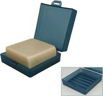 Square Soap Dish Holder for Shower and Travel - Lightweight Waterproof Container With Lid for Dr. Squatch Men's Bar - Toiletry Box for Gym and Bathroom (Blue)