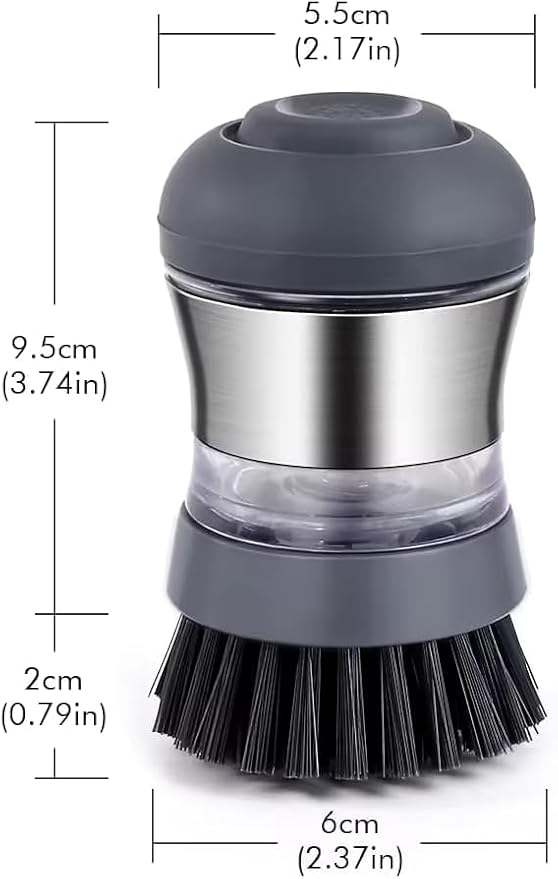 Stainless Steel Kitchen Soap Dispensing Dish Scrubber - Palm Brush for House Cleaning - Durable and Efficient Cleaning Tool (Pack of 1)