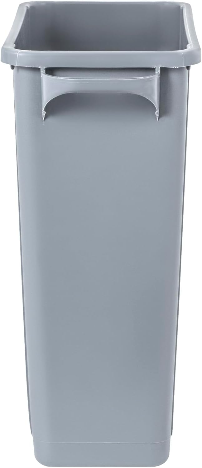 Restaurantware-Clean Tek Professional 15 Gallon Trash Can, 1 Slim Rectangle Waste Basket - With Handles, Space Saving, Gray Plastic Garbage Bin, For Commercial Space, Office, Store, Cafe, And More