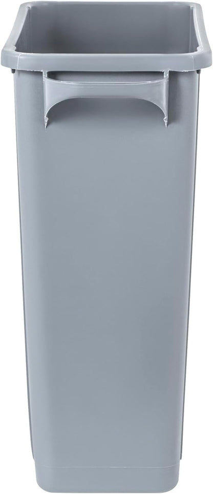 Restaurantware-Clean Tek Professional 15 Gallon Trash Can, 1 Slim Rectangle Waste Basket - With Handles, Space Saving, Gray Plastic Garbage Bin, For Commercial Space, Office, Store, Cafe, And More