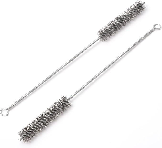 12 Inch Pipe Cleaning Brush Set with Stainless Steel Bristles, Steel Wire Tube Brush Kit for Auto Parts Polishing, Machining, Bottles, Tubes, Etc.（20mm-2pcs）