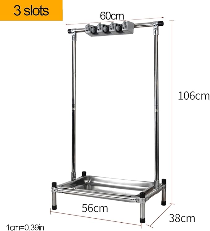 Commercial Broom Mop Holder, Umbrella Stand, Floor-Mounted Mop Rack, Cleaning Supplies Organizer, Freestanding Broom Closet Cabinet (Silver-56X38X106CM(3slots)