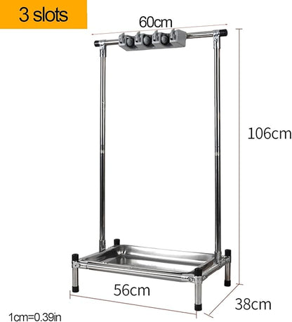 Commercial Broom Mop Holder, Umbrella Stand, Floor-Mounted Mop Rack, Cleaning Supplies Organizer, Freestanding Broom Closet Cabinet (Silver-56X38X106CM(3slots)