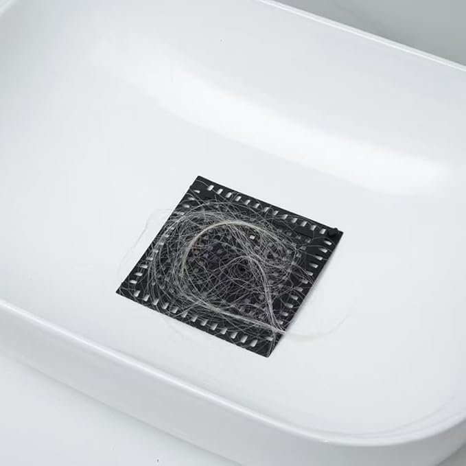 Hair Catcher/Drain Strainer/Shower Drain Cover for Bathroom Floor Drain, Stainless Steel and Silicone (2pack,4.9 inch) (Black)