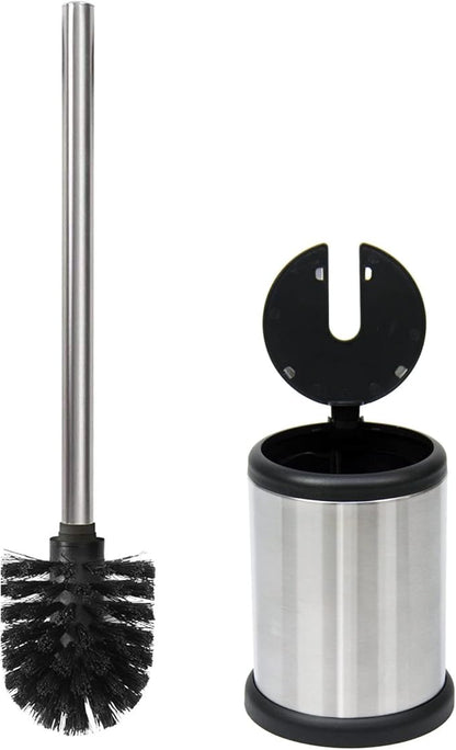 Casaphoria Stainless Steel Toilet Bowl Brush and Holder set for Deep Cleaning,Bowl Scrubber Brush with Lid for Bathroom,Deluxe Freestanding Toilet Brush and Plunger Combo