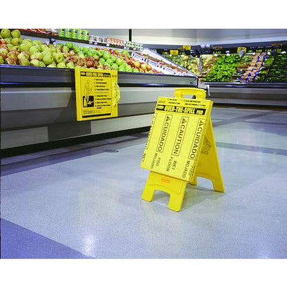 Rubbermaid Commercial Products Over the Spill Pad Station Kit Absorbent Mat Pads Yellow Large Fast at Absorbing Water/Oil/Beverages For Residential/Commercial/Restaurant/Office/Facility Use