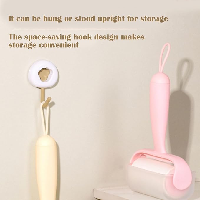 Super Strong Adhesive Roller Can Tear Off Replacement Roll Paper, Pet Cat Hair Dust Clothes Adhesive Hair Cleaning Scraper 60 Easy-Tear Adhesive Sheets Total Travel Lint Roller with Cover（Pink）