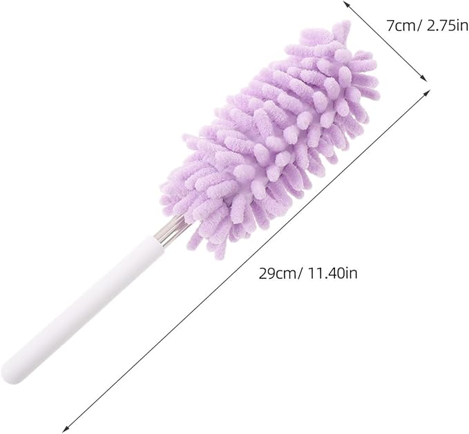 Extendable Dusting Wand with Extendable Pole and Bendable Head, 27-76cm/10.6-30'' Washable Furniture Duster Retractable Duster with Handle for Cleaning