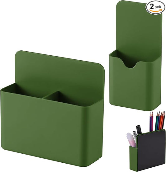KITANIS Magnetic Pen Holder,2 Pack Magnetic Dry Erase Marker Holder with Generous Compartments,Strong Magnet Storage Marker Pen Pencil Organizer for Refrigerator,Whiteboard,Locker Accessories