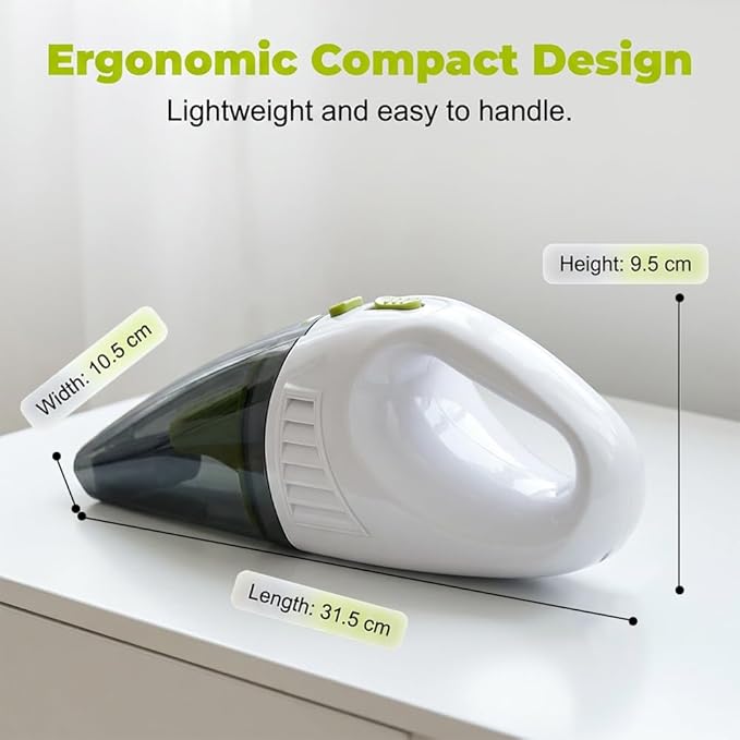 Handheld Vacuum 4500Pa Powerful Suction Car Vacuum Cleaner, Wet & Dry Use with Washable Filter, Portable Hand Vacuum with Anti-Backflow Dust Cup for Car Interior & Home Cleaning (White, Corded)