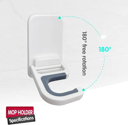 ALLICAVER 6 Pack Broom and Mop Holder Wall Mount, No-Drill Self Adhesive Gripper Hooks, Anti-Slip Organizer for Mop, Broom, Dustpan and Cleaning Tools