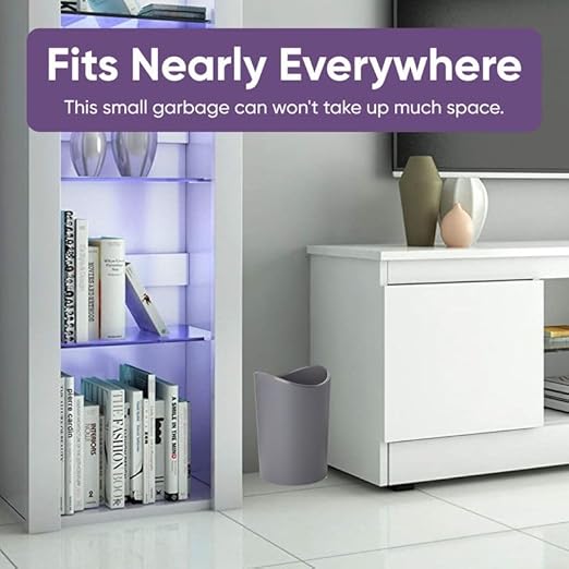 Superio MIni Bathroom Trash Can with Lid, Modern Grey Mini Waste Bin with Swing Lid (1 1/2 Gallon, 6 Liter) Plastic Garbage Can for Kitchen, Bathroom, Bedroom, Office, Under Desk (1, Grey)