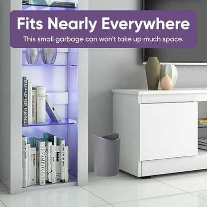 Superio Small Bathroom Trash Can with Lid, Modern Grey Mini Waste Bin with Swing Lid (1 1/2 Gallon, 6 Liter) Plastic Garbage Can for Kitchen, Bathroom, Bedroom, Office, Under Desk (2, Grey)