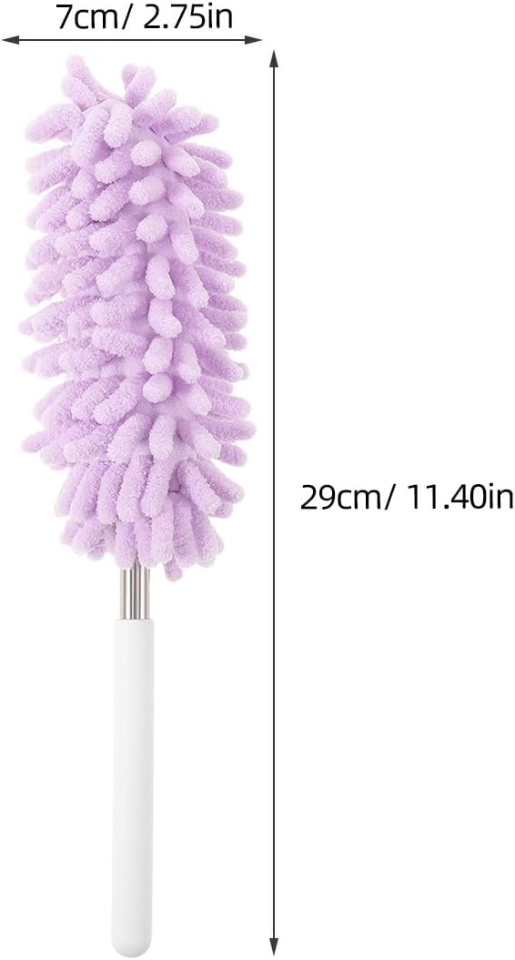 Extendable Dusting Wand with Extendable Pole and Bendable Head, 27-76cm/10.6-30'' Washable Furniture Duster Retractable Duster with Handle for Cleaning