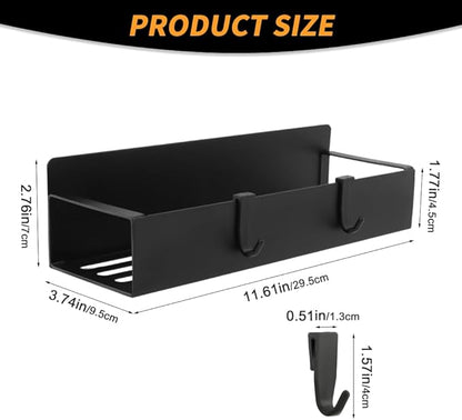 2 Pcs Magnetic Spray Can Holder,with 4 Pcs Small Hooks Wall Mounted Spray Bottle Rack Magnet Toolbox Holder Rack for Garage and Home, Craft Workspace(COLOR:Black)