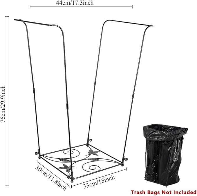 2 Pack Trash Bag Holder, Metal Garbage Bag Holder, Portable Hummingbird Pattern Base Leaf Bag Holder, Multi-use Trash Bag Holder Stand for Camping, Party, Garden