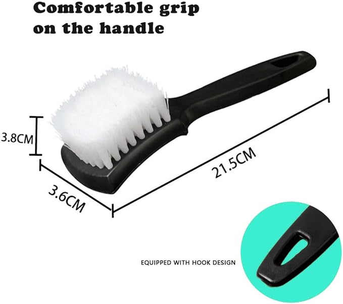 Tire Brush, Black Stiff Bristle Wheel Cleaning Brush, Car Carpet Brush, Detail Brush (White)