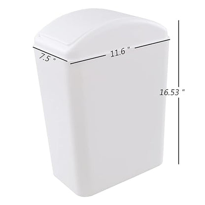 Vababa 3-Pack 4.5 Gallon Plastic Trash Can with Swing Lid, Swing-Top Waste Can, White