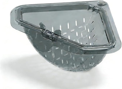 Magnetic Drainage & Filter Basket with Enhanced Durability, Triangular Sink Strainer with Twist-Open Bottom, Right-Angle Kitchen Sink Corner Rack for Draining and Storage, Punch-Free Installation