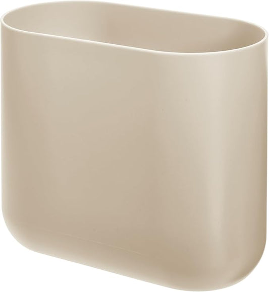 iDesign Small Slim Plastic Bathroom Trash Can, Garbage Can for Bedroom, Office, Desk, Dorm, Brown
