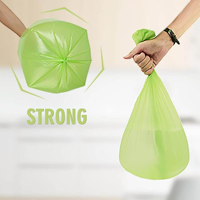 Compostable Kitchen Trash Bags 6-Gallon - Heavy Duty Medium Unscented Biodegradable Garbage Bag Bulk 5 Rolls 100 Count Portable Toilet Wastebasket Liners for Bathroom Office Inwaysin