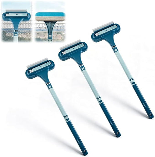 2026 Upgraded Window Screen Cleaner, 2 in 1 Detachable Screen Cleaning Brush with Squeegee, Wet Dry Dual Use,Multi-Functional Cleaner Tool for Patio, Door, Porch Screens (3)
