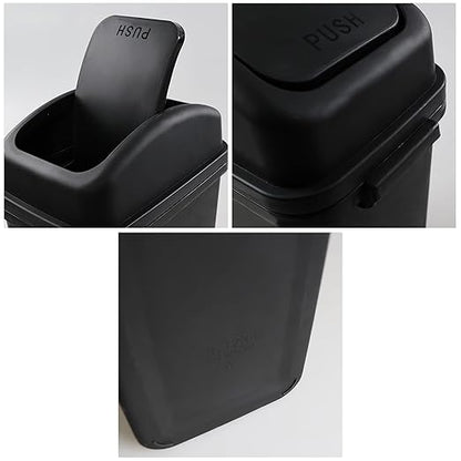 2 Gallon Swing Top Trash Can, Small Garbage Can with Swing Lid, Black