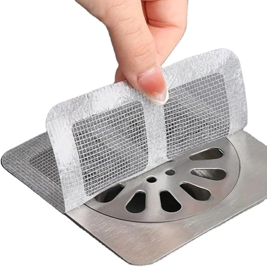 20 Pack Disposable Shower Drain Hair Catcher – 4" x 4" Mesh Drain Covers & Stickers, Filter Protector for Shower, Bathtub, Kitchen Sink & Laundry – Traps Human & Pet Hair