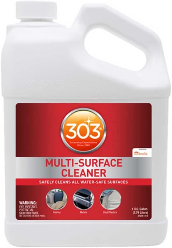 303 Products Multi-Surface Cleaner, Residue-Free Cleaning for Vinyl, Fabric, Plastic & More – Safe on All Water-Safe Surfaces, Sunbrella Recommended, 1 Gallon (4 Pack)
