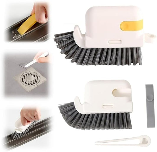 3-in-1 Removable Window Slot Brush, 2024 New Window Groove Cleaning Brush, Portable Window Track Cleaner Window Groove Cleaning Brush Tools with Hidden Scraper for Home Window Groove(Yellow,5pcs)