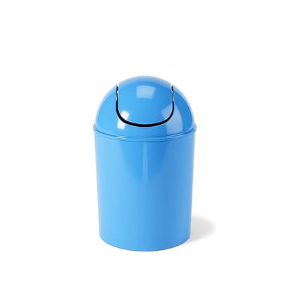 Umbra 1.25 Gallon Mini Waste Can with Removable Swing-Top Lid - Small Garbage Bin for Kitchen, Bathroom, Bedroom, Office - Compact Trash Can Fit Under Tables & Counters - Sky Blue
