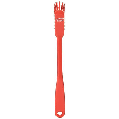 Vikan - Fine Dish Brush - Heavy-Duty, Narrow, Slip-Resistant Cleaning Brush, Polypropylene, Polyester Bristle, 11 Inch, Red, (42874)