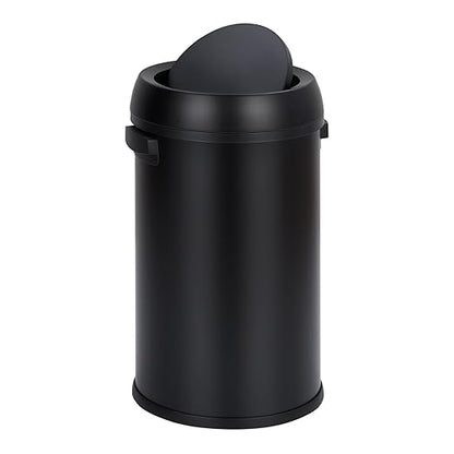 Garvee 65 L/17 gal Swing Top Trash Can, Fingerprint-Proof Stainless Steel Garbage Can, Heavy Duty Commercial Round Trash Bin with Swing Lid for Kitchen, Outdoor, Home, Office, Black