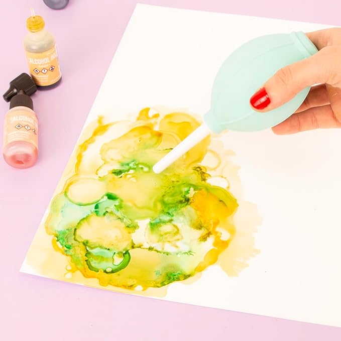 Craftelier - Alcohol Ink Blower | Manual Air Blower for Alcohol Ink & Card Making | Dust Cleaner for Cameras, Keyboards & Electronics | Non-Electric | Turquoise/White