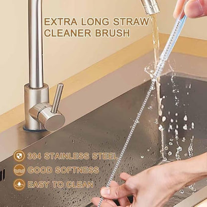 Long Handle Bottle Brush,Wooden Cleaning Brush with Straw Brush,Built for Stanley Cup, Sports Bottles and Coffee Mugs